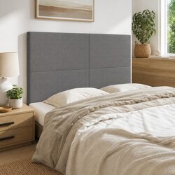 Stylish Grey Fabric Headboard with Wooden Legs