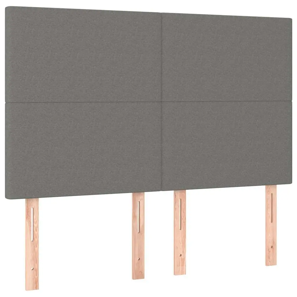 Grey Fabric Headboard with Wooden Legs