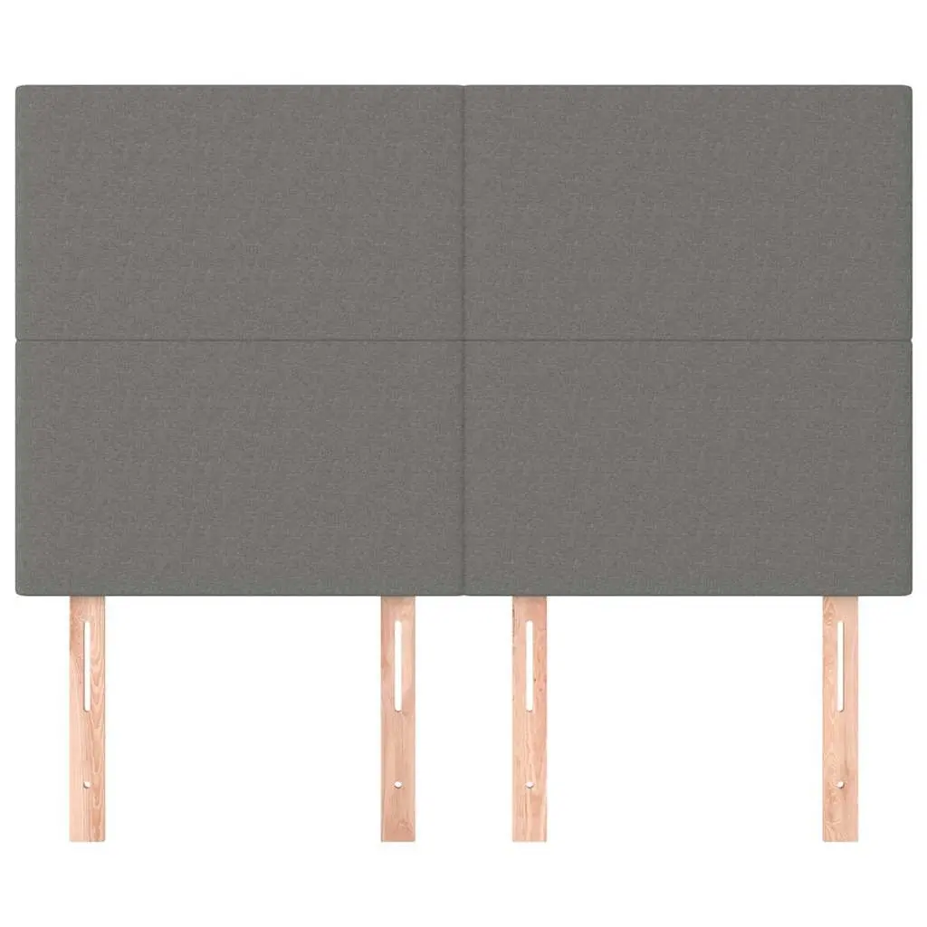 Grey Fabric Headboard with Wooden Legs