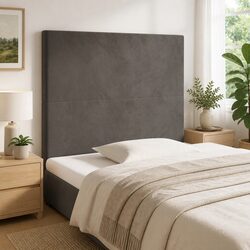 Dark Grey Velvet Headboard with Durable Wooden Legs