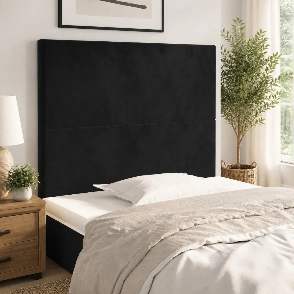 Black Velvet Headboard with Adjustable Height