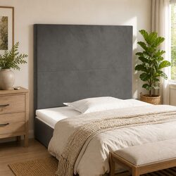 Stylish Grey Velvet Headboard with Adjustable Height