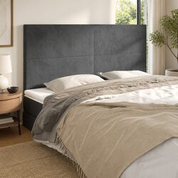 Stylish Grey Velvet Headboard 160cm Adjustable Height
