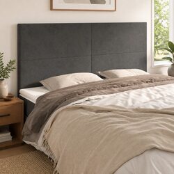 Stylish Dark Grey Velvet Headboard with Adjustable Height