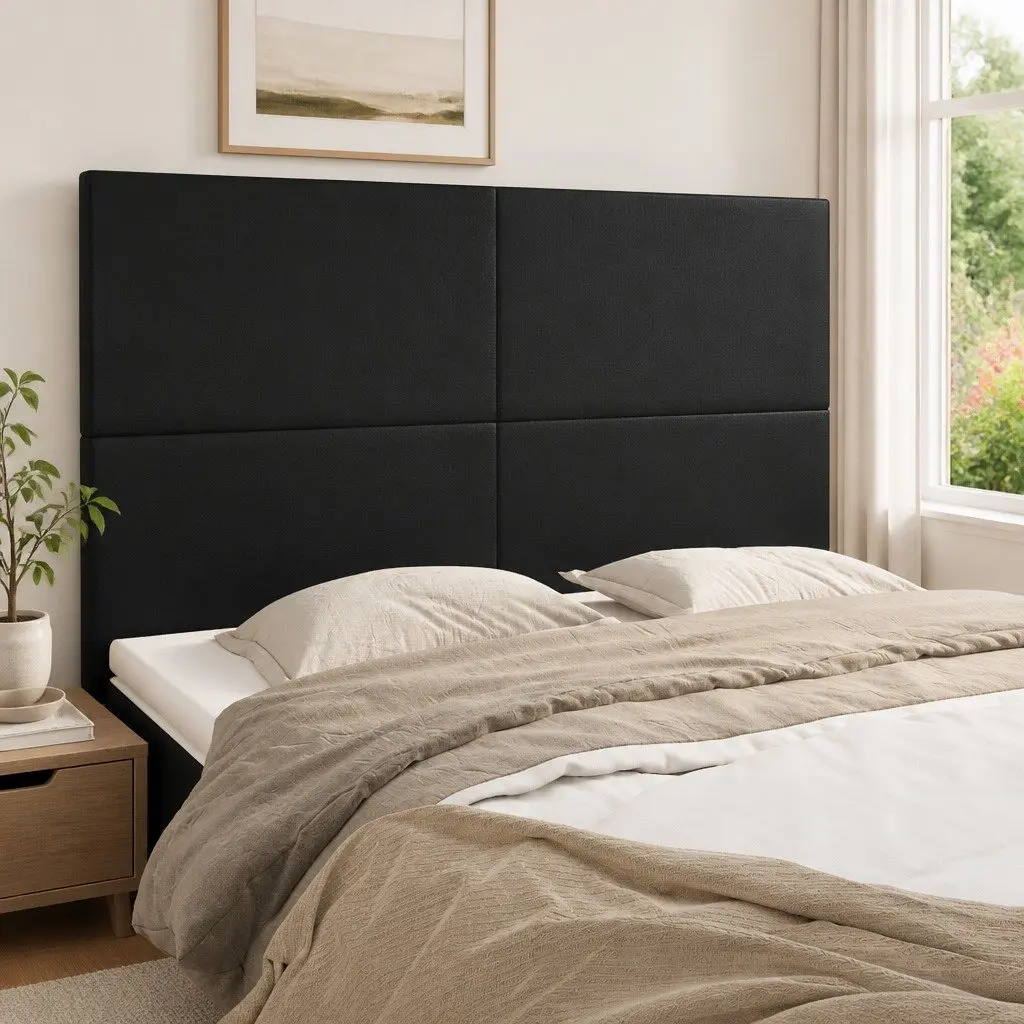 Headboard Faux Leather Black 144x5x118128 cm