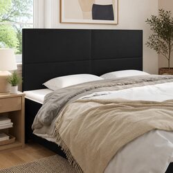 Stylish Black Faux Leather Headboard 160x5x118/128 cm