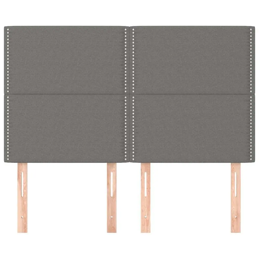 Dark Grey Upholstered Bed Headboard with Wood Legs