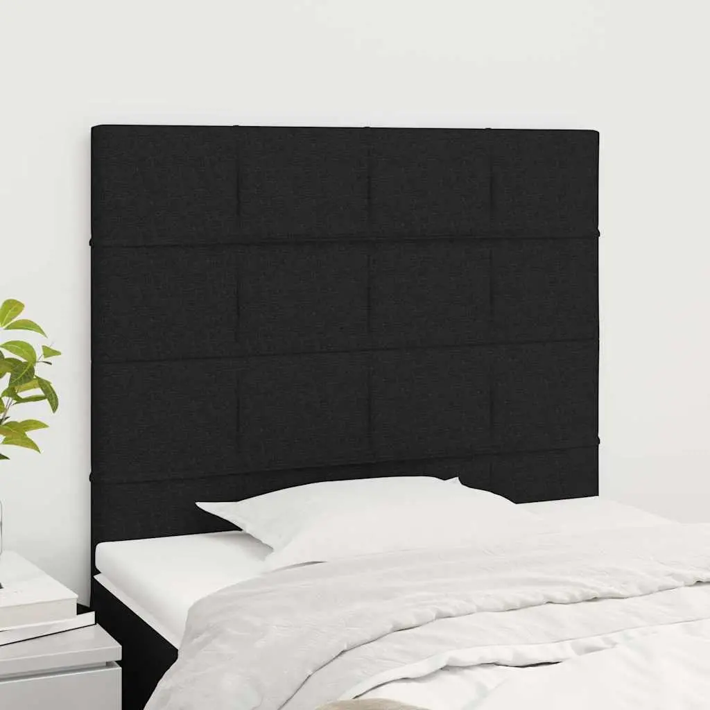 Fabric Headboard Black Adjustable Height Wooden Legs