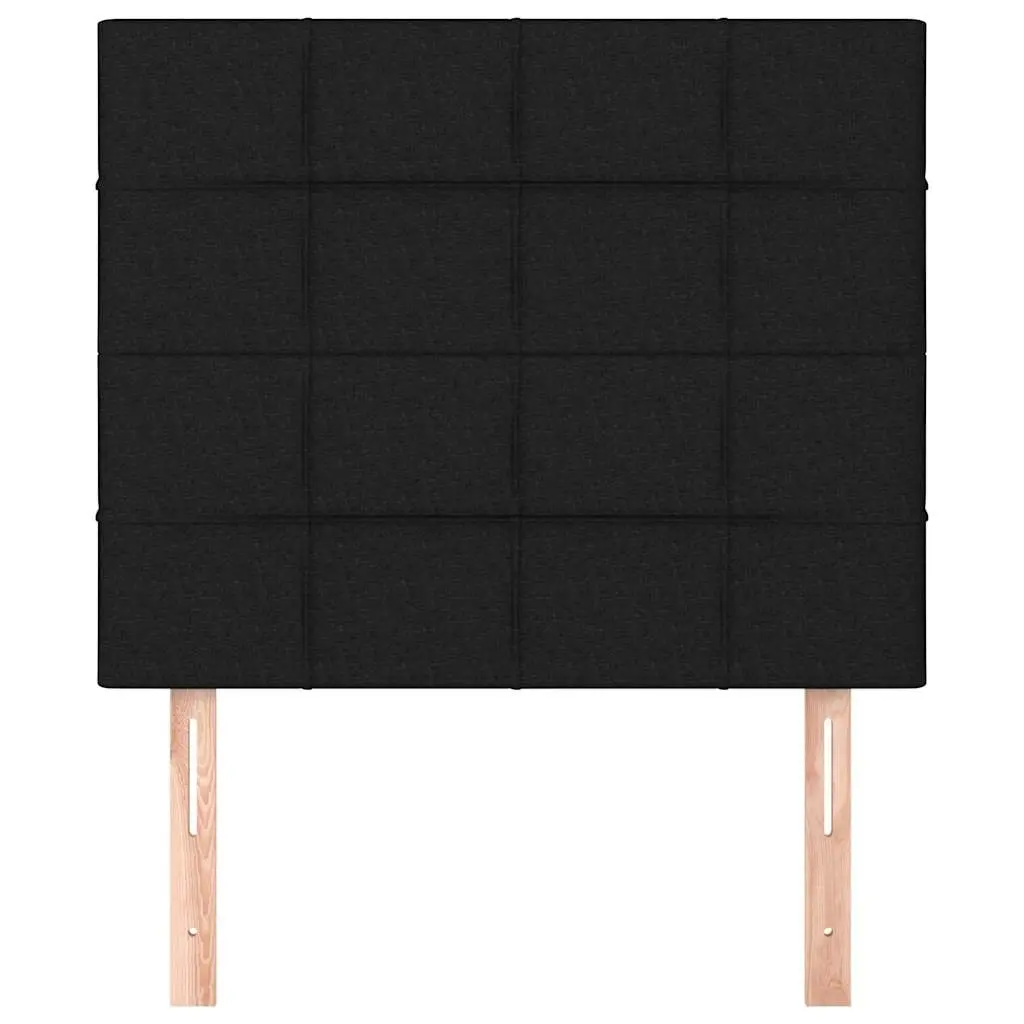Fabric Headboard Black Adjustable Height Wooden Legs