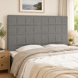 Durable Dark Grey Fabric Headboard with Wooden Legs