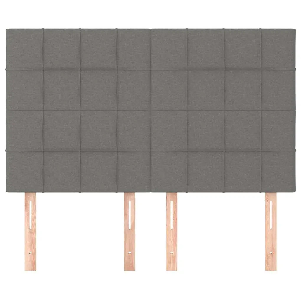 Dark Grey Fabric Headboard with Wooden Legs