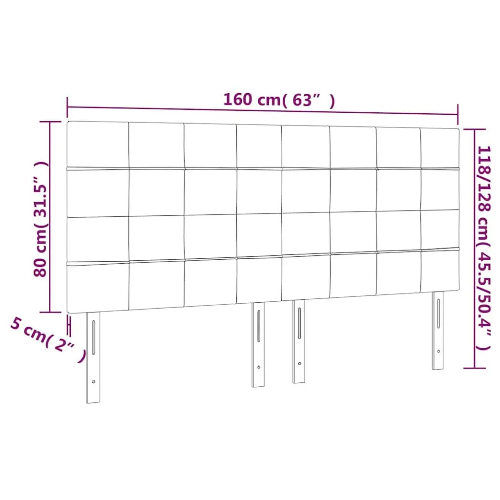 Black Headboard 160x5x118/128 cm with Wooden Legs