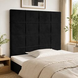 Black Velvet Headboard with Adjustable Height for Beds