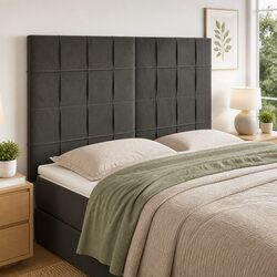 Elegant Dark Grey Velvet Headboard with Adjustable Height