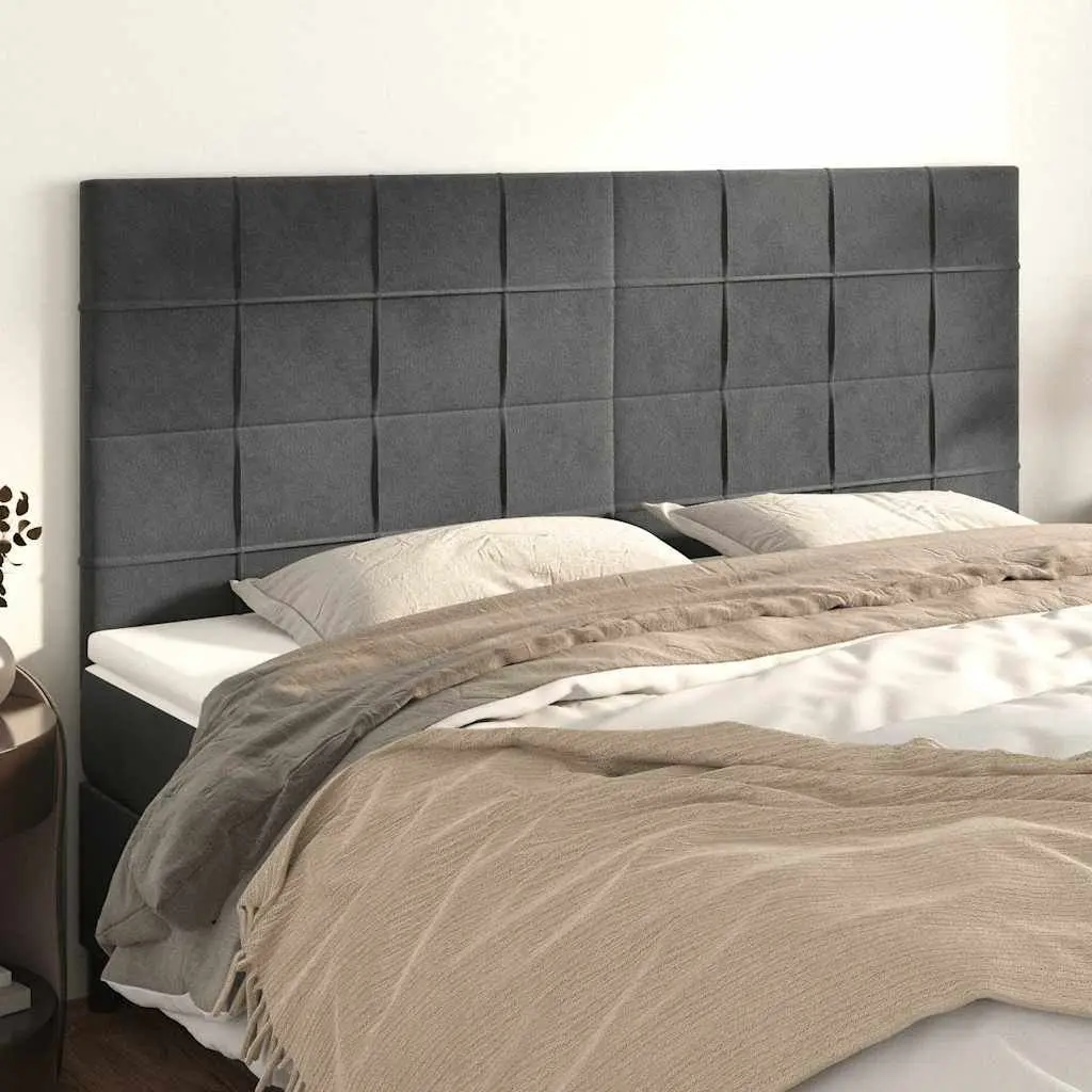 Velvet Headboard Dark Grey Adjustable Height 200x5x118128 cm Upholstered Bed Furniture