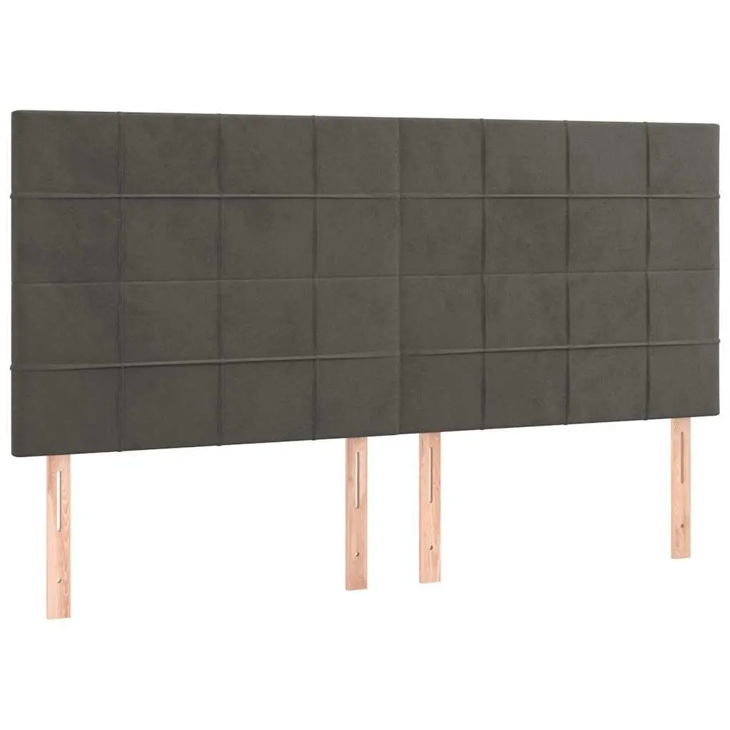 Velvet Headboard Dark Grey Adjustable Height 200x5x118128 cm Upholstered Bed Furniture