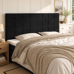 Stylish Black Velvet Headboard with Adjustable Height