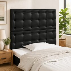 Black Faux Leather Headboard with Adjustable Height