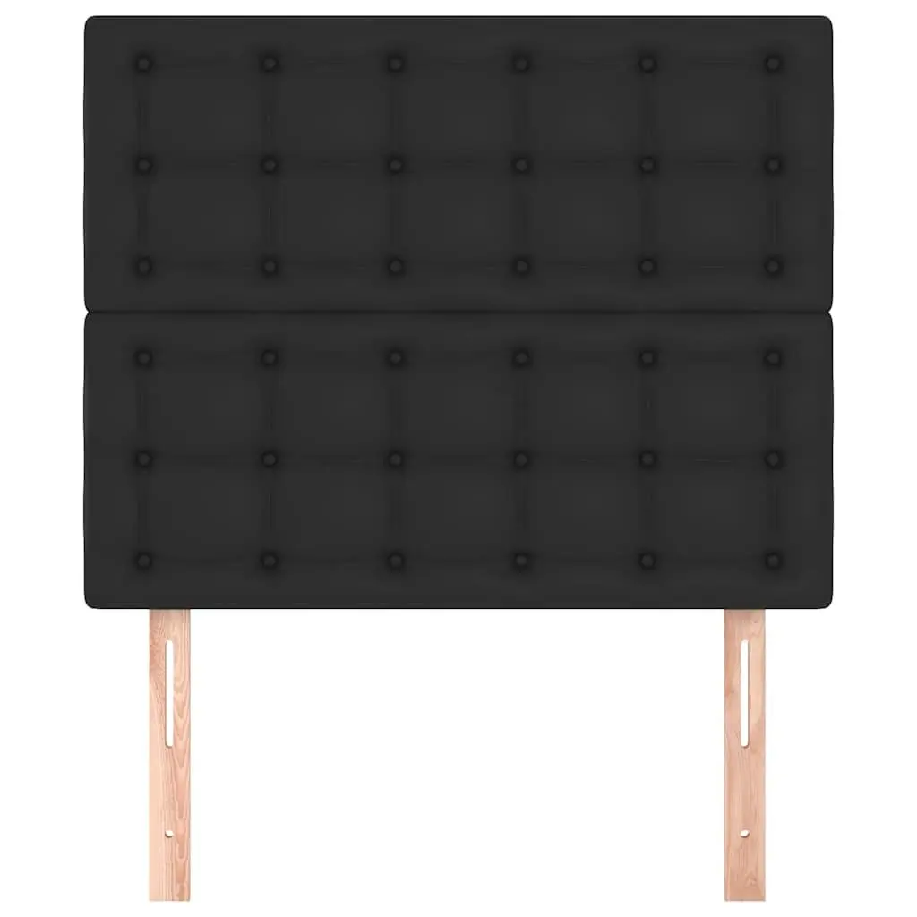 Headboard Faux Leather Black Adjustable Height Wooden Legs
