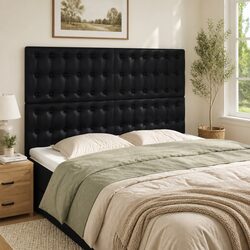 Black Faux Leather Headboard for Bed Frame Support