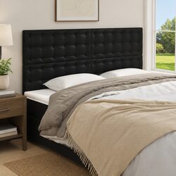 Stylish Black Faux Leather Headboard with Adjustable Height