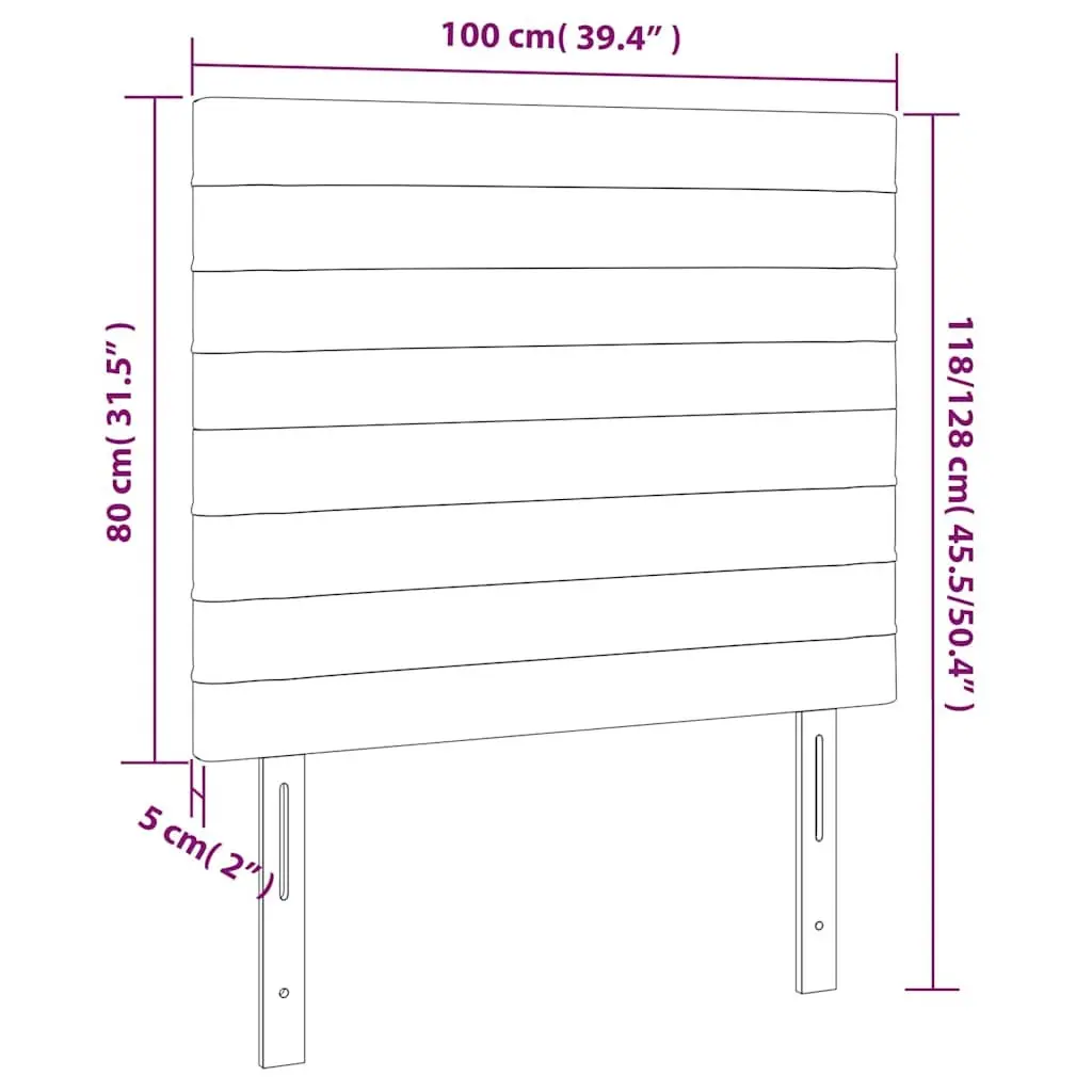 Dark Grey Headboard 100x5x118/128 cm for Beds