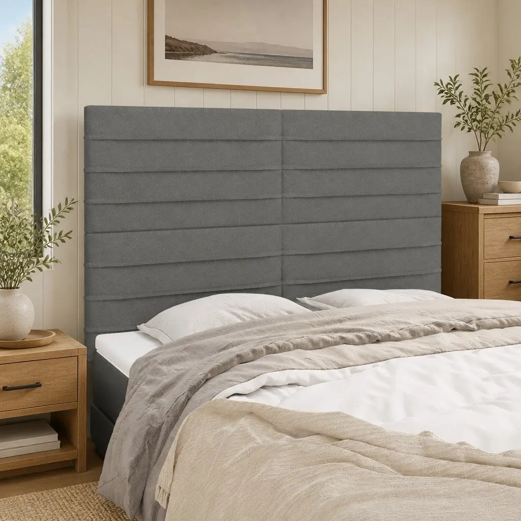 Dark Grey Fabric Headboard with Adjustable Height