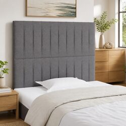 Stylish Adjustable Height Grey Fabric Headboard with Wooden Legs
