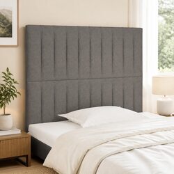 Stylish Dark Grey Fabric Headboard with Adjustable Height