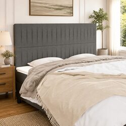 Stylish Dark Grey Fabric Headboard with Wooden Legs