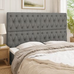 Adjustable Grey Fabric Headboard with Wooden Legs