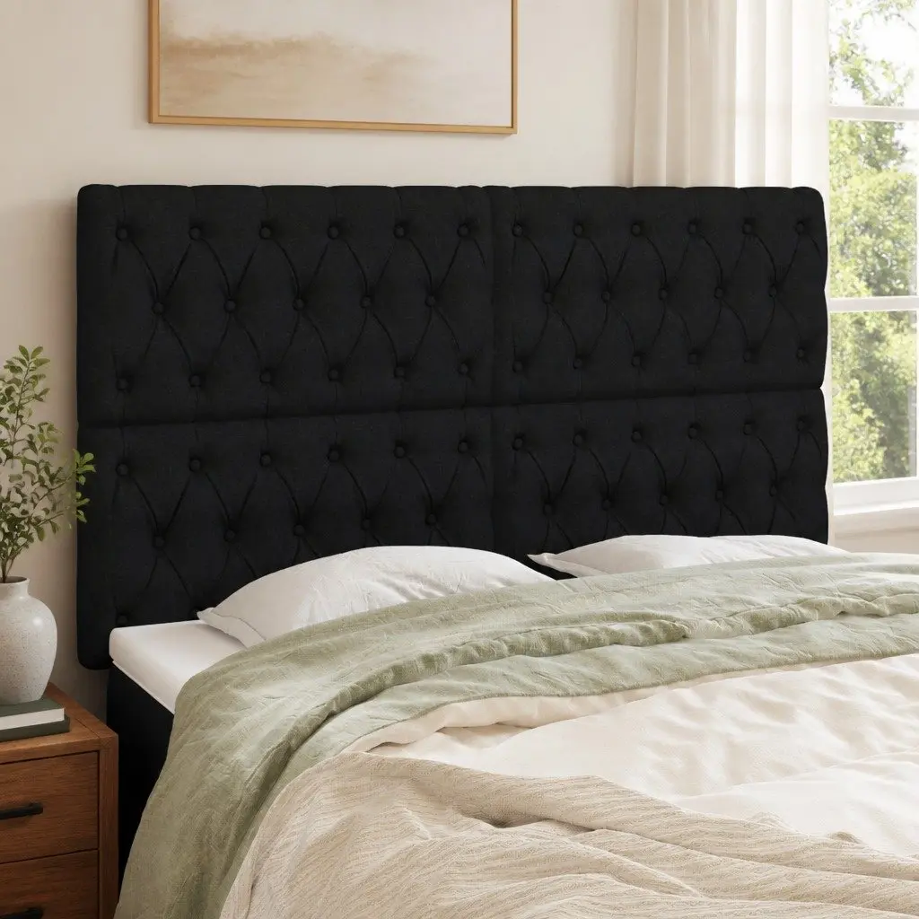 Black Fabric Headboard with Adjustable Height