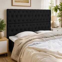 Stylish Black Fabric Headboard with Adjustable Height