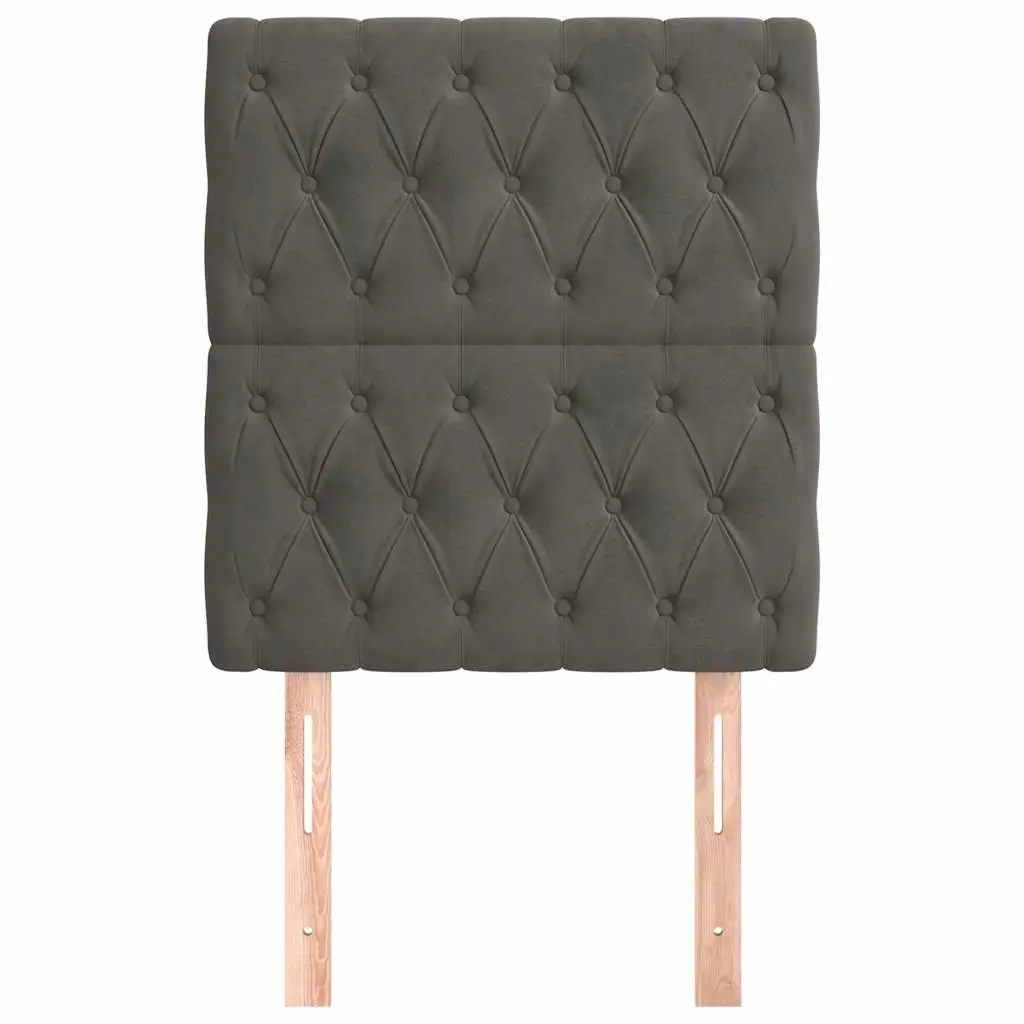 Headboard Velvet Dark Grey Adjustable Height Wooden Legs
