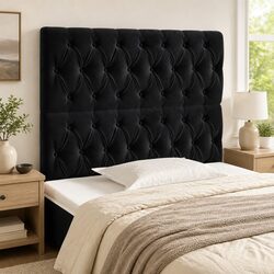 Stylish Black Velvet Headboard with Adjustable Height