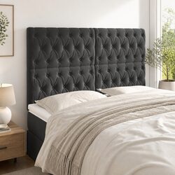 Grey Velvet Headboard 160cm Bed Upholstered Wall Mount Adjustable Height Support