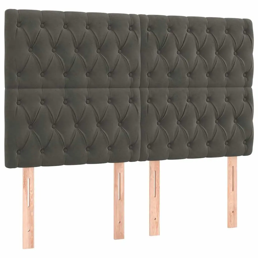 Grey Velvet Headboard with Adjustable Height Support