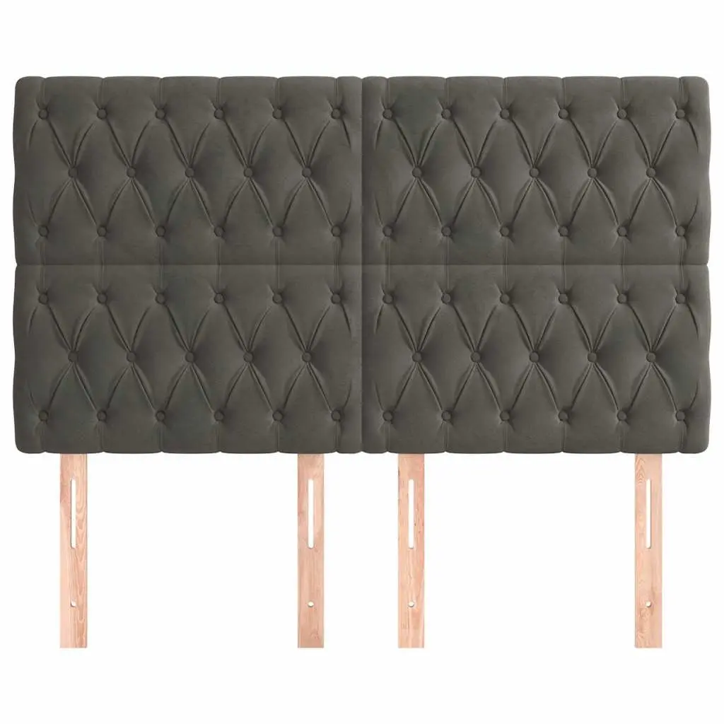 Grey Velvet Headboard with Adjustable Height Support