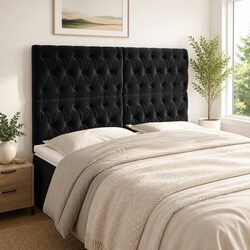 Stylish Adjustable Velvet Headboard in Black 160cm