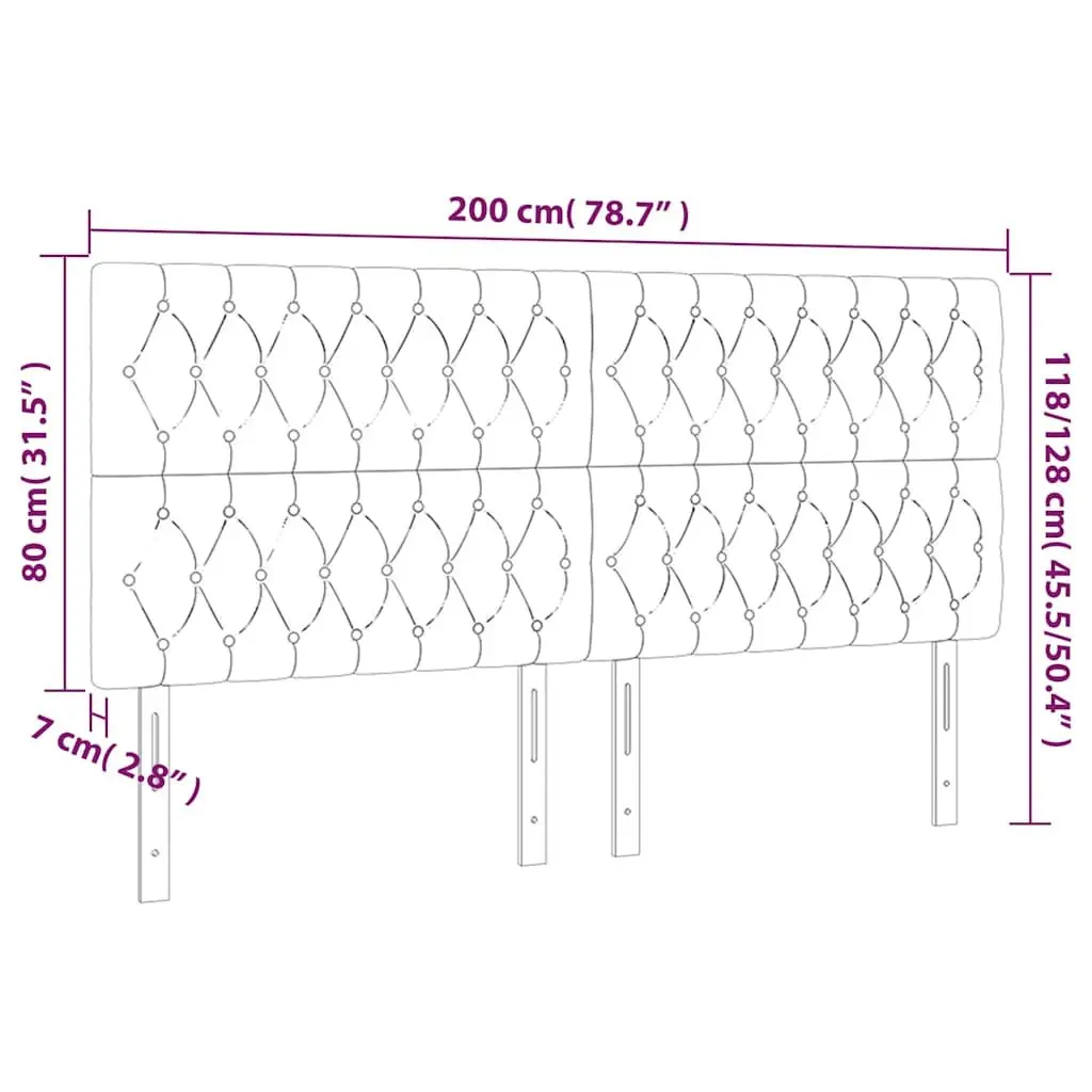 Dark Grey Velvet Upholstered Headboard 200cm