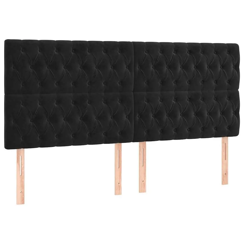 Velvet Headboard Black 200cm Adjustable Height Bedroom Support