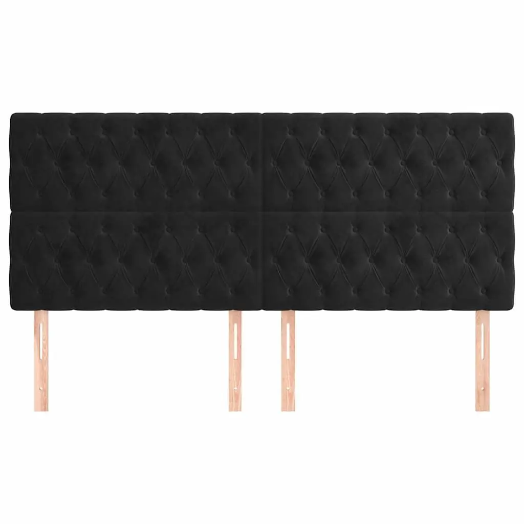 Velvet Headboard Black 200cm Adjustable Height Bedroom Support