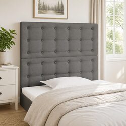 Headboard Grey Fabric Adjustable Height Bedroom Bedding Back Support Wooden Legs