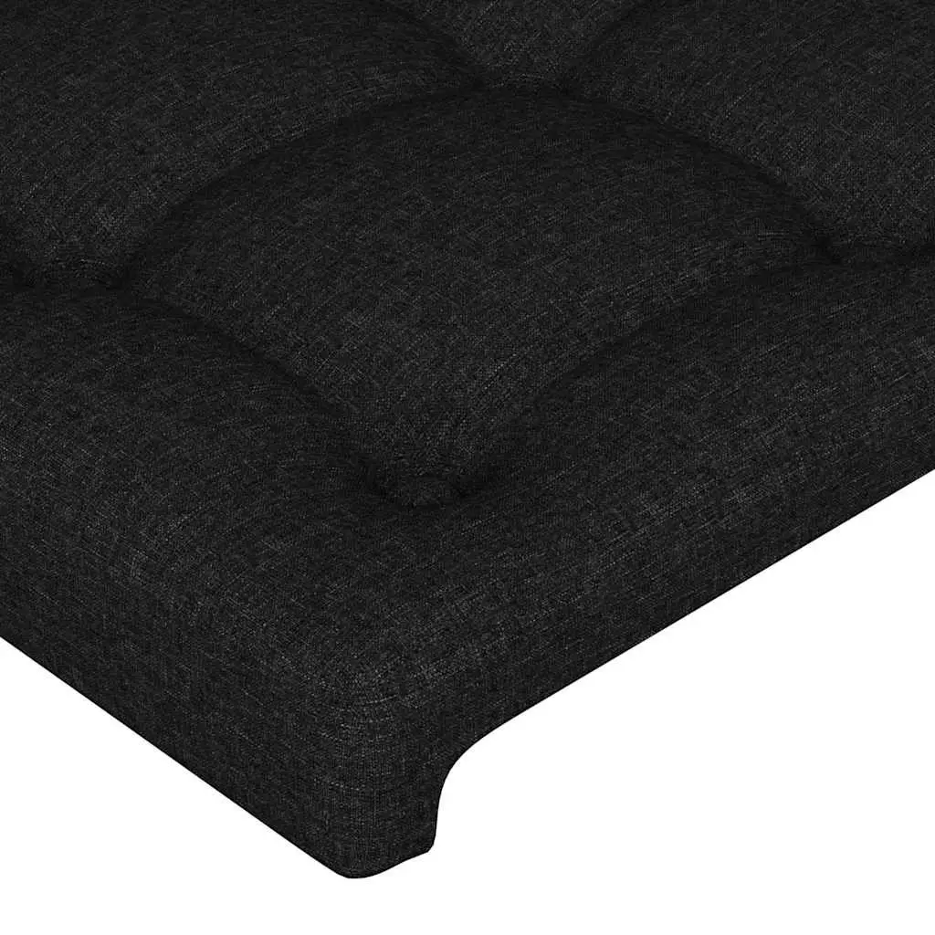 Adjustable Height Black Fabric Headboard with Wooden Legs