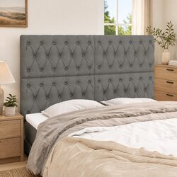 Stylish Grey Fabric Headboard with Adjustable Height