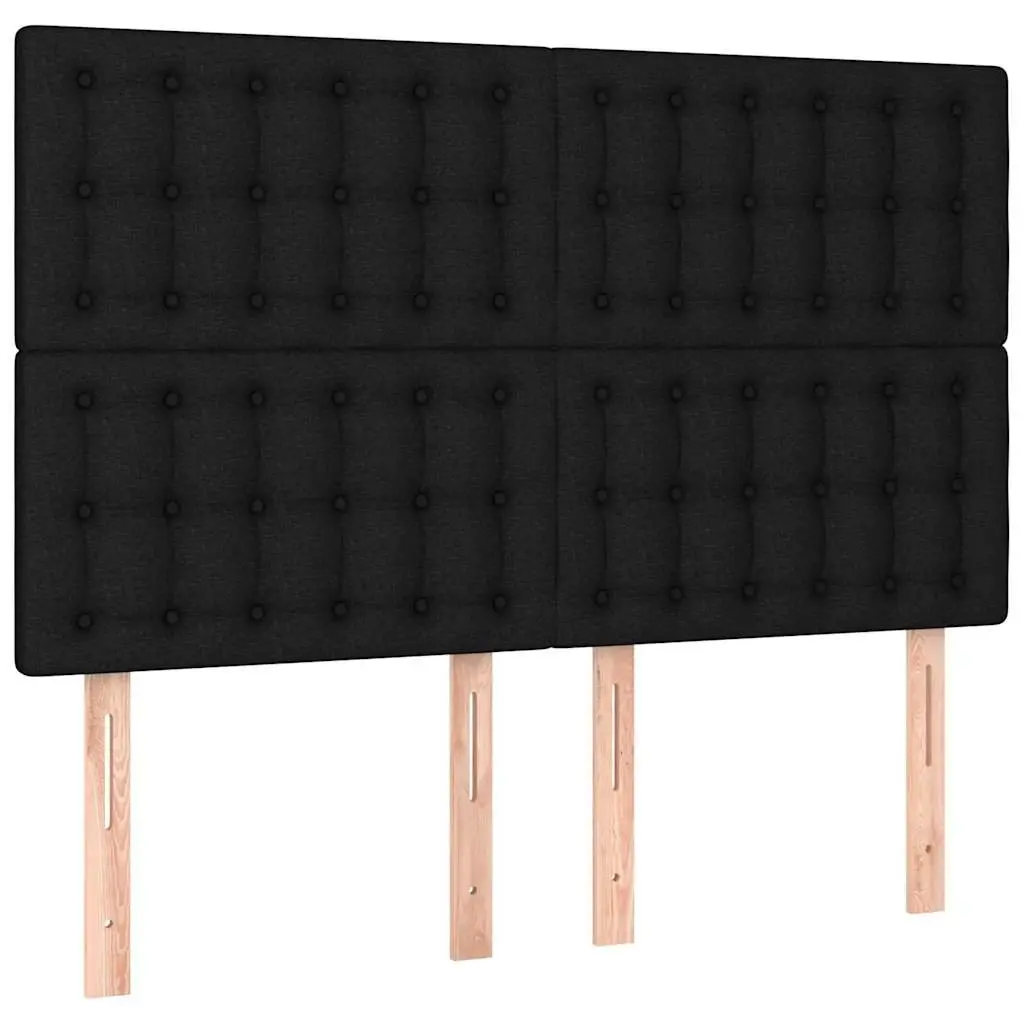 Fabric Headboard Adjustable Height Black with Wooden Legs for Bedroom Support