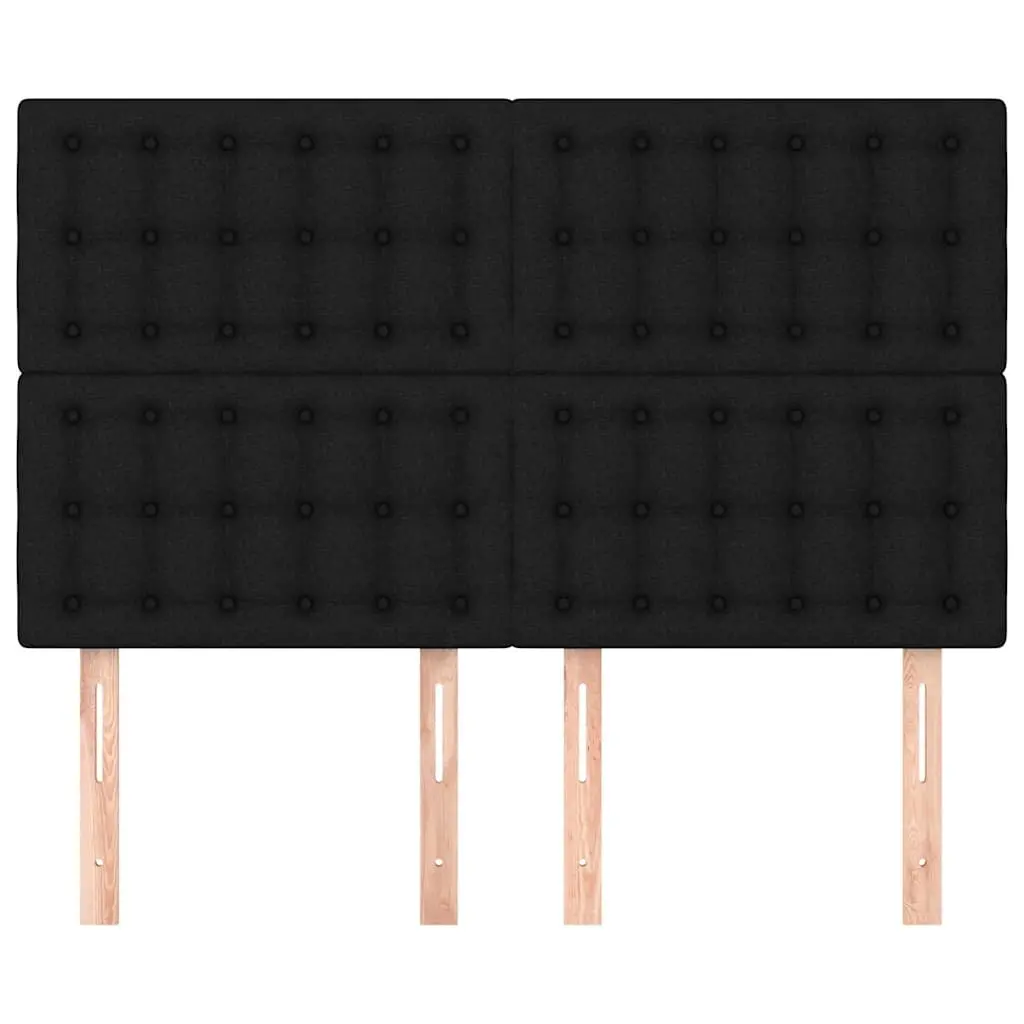 Fabric Headboard Adjustable Height Black with Wooden Legs for Bedroom Support