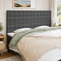 Stylish Dark Grey Fabric Headboard with Adjustable Height