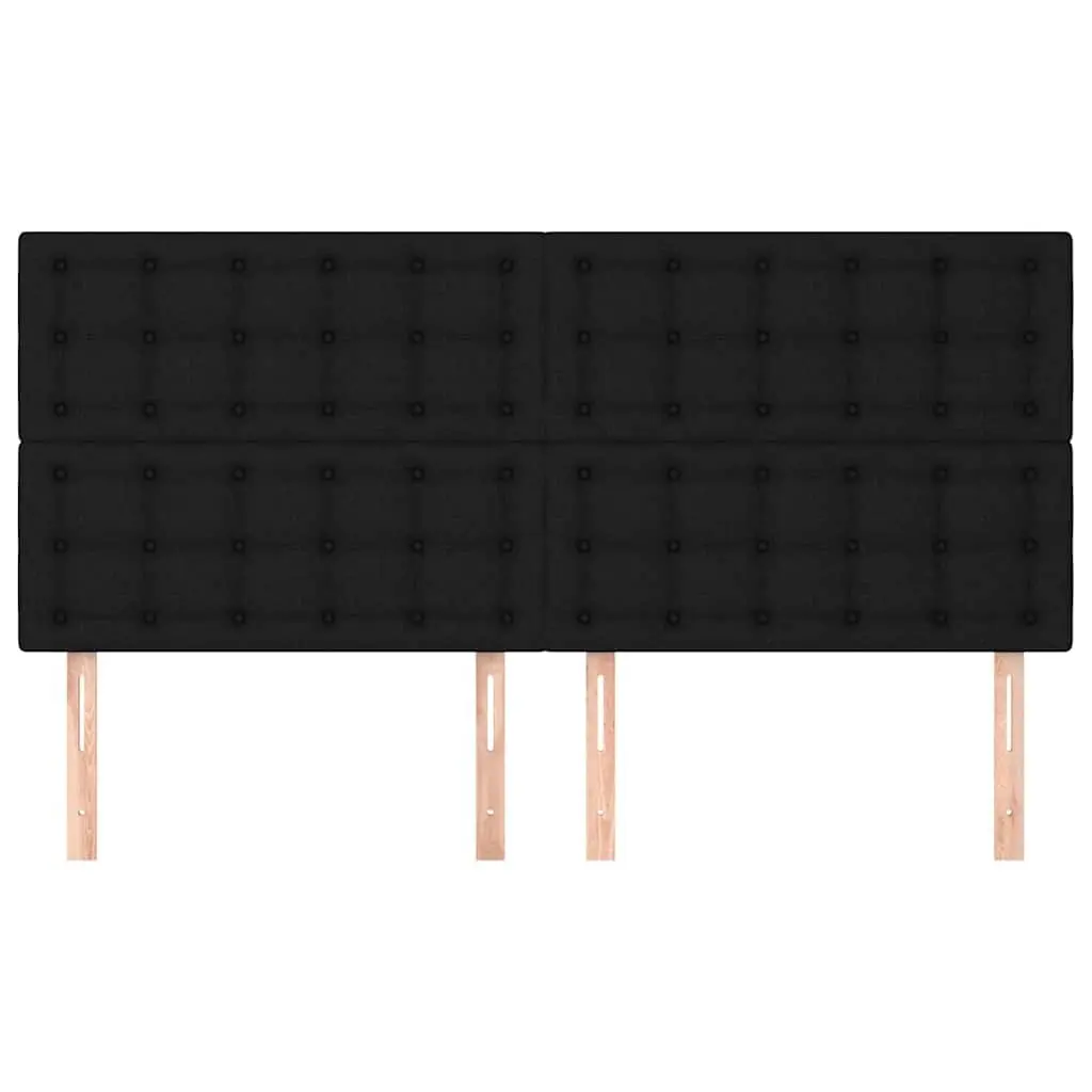 Headboard Fabric Black Adjustable Height Wooden Legs