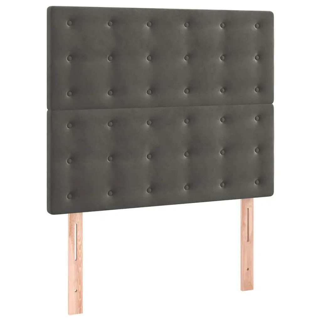 Headboard Velvet Dark Grey Adjustable Height Wooden Legs